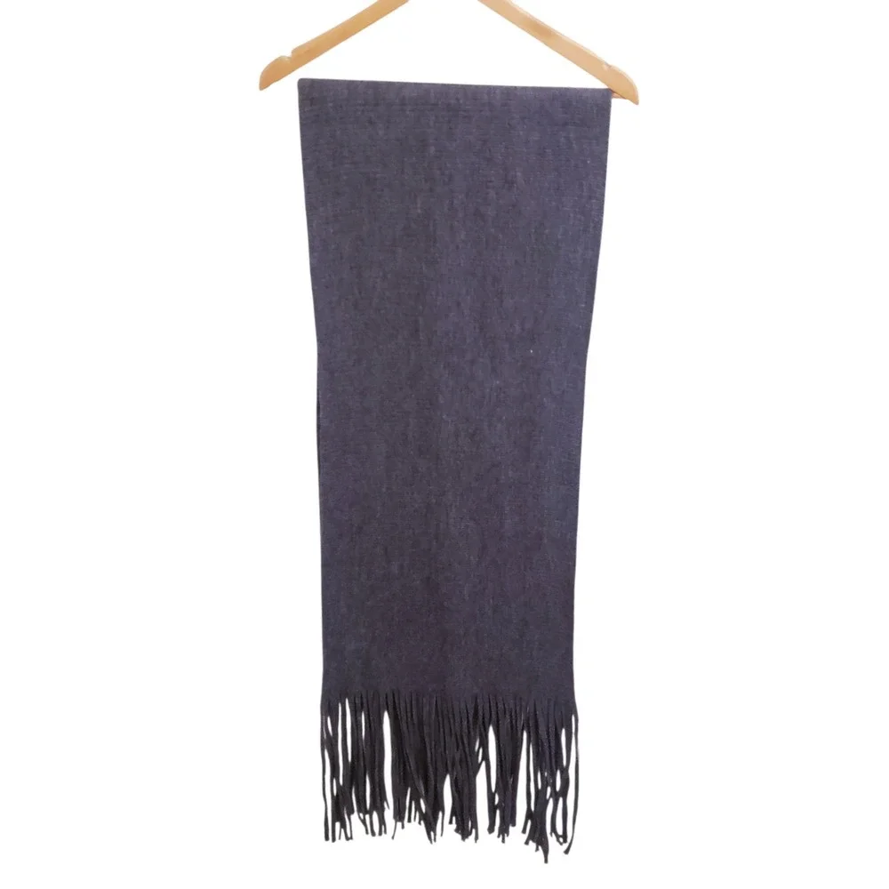 NWT Lucky Brand Charcoal Gray Oversized, Extra Long Fringe Scarf